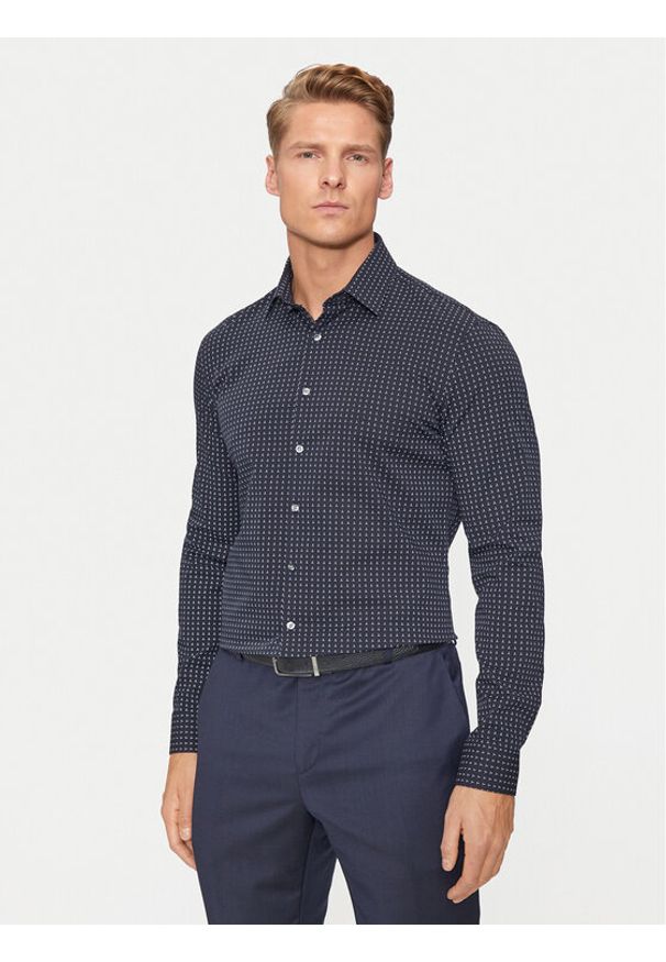 Calvin Klein Koszula K10K113163 Granatowy Slim Fit. Kolor: niebieski. Materiał: bawełna