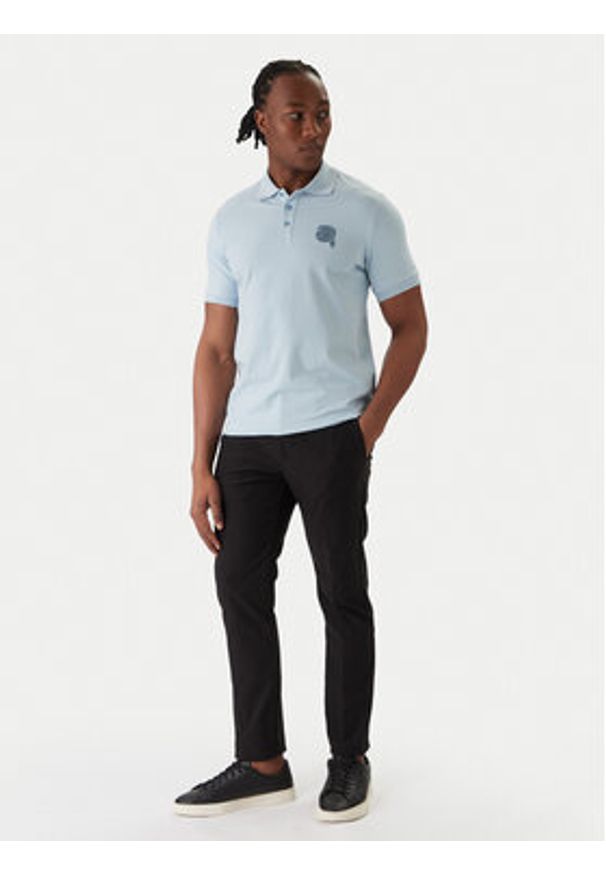 Karl Lagerfeld - KARL LAGERFELD Polo 745022 561235 Błękitny Regular Fit. Typ kołnierza: polo. Kolor: niebieski. Materiał: bawełna
