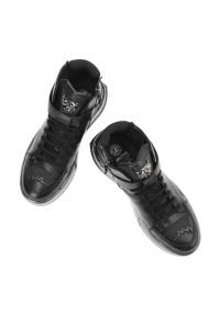 Czarne Sneakersy John Doubare Męskie Skórzane Buty. Okazja: na co dzień. Zapięcie: pasek. Kolor: czarny. Materiał: skóra. Wzór: aplikacja #3