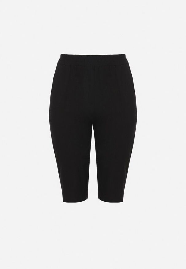 Born2be - Czarne Luźne Spodnie z Bawełny z Wysokim Stanem 3/4 Lumelle. Okazja: na co dzień. Stan: podwyższony. Kolor: czarny. Materiał: bawełna. Styl: casual, klasyczny