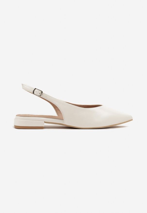 Renee - Białe Sandały Slingback Vices z Wkładką ze Skóry Naturalnej Lisanilis. Okazja: na spotkanie biznesowe, na spacer. Zapięcie: pasek. Kolor: biały. Materiał: skóra. Obcas: na obcasie. Styl: biznesowy