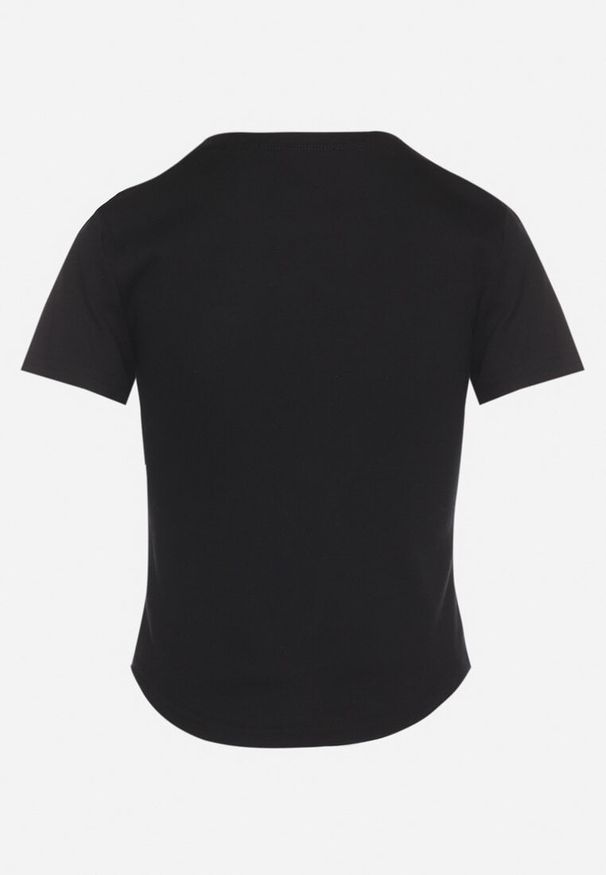Born2be - Czarny T-shirt z Bawełny z Nadrukiem Czapki i Cyrkoniami Penilna. Okazja: na co dzień. Kolor: czarny. Materiał: bawełna. Wzór: nadruk. Styl: casual, klasyczny