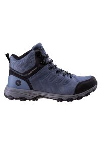 Hi-tec - Buty trekkingowe męskie Hi-Tec Helone Mid Wp - niebieskie, Rozmiar buta 43. Kolor: niebieski. Materiał: zamsz, guma. Szerokość cholewki: normalna
