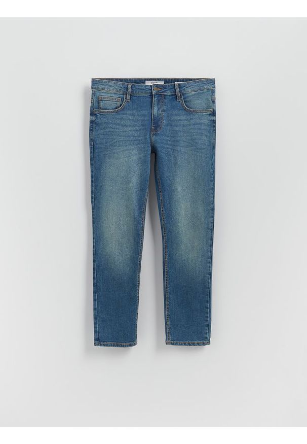 Reserved - Jeansy slim z efektem sprania - indigo jeans