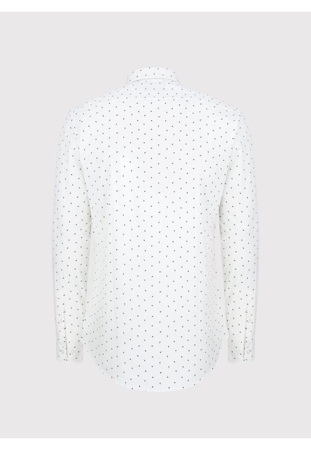 Pako Lorente - PAKO LORENTE – Biała koszula męska w mikrowzór. Kolor: biały. Materiał: bawełna, elastan. Długość rękawa: długi rękaw. Długość: długie