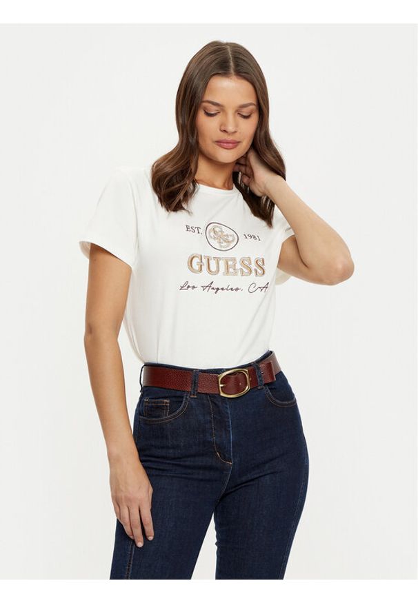 Guess T-Shirt V5RI05 J1314 Écru Regular Fit. Materiał: bawełna