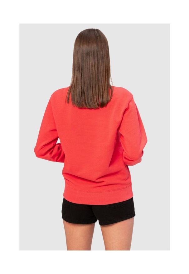 Kenzo - KENZO Koralowa bluza damska z białym logo, Rozmiar XS. Kolor: czerwony. Materiał: prążkowany, bawełna. Wzór: nadruk