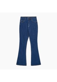 Cropp - Granatowe jeansy flare - Granatowy. Kolor: niebieski