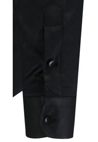 Delikatnie Taliowana Koszula Męska - Victorio - Czarna (Satynowana). Kolor: czarny. Materiał: poliester, elastan, bawełna. Styl: elegancki #3