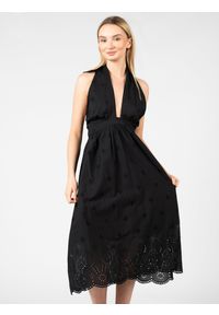 Pinko Sukienka | 102077 A19I | Kobieta | Czarny. Kolor: czarny. Materiał: bawełna. Wzór: haft. Długość: midi