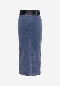 Born2be - Niebieska Midi Spódnica Ołówkowa Jeansowa z Bawełny z Ażurowym Paskiem Verailla. Kolor: niebieski. Materiał: jeans, bawełna. Wzór: ażurowy. Styl: elegancki #7
