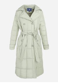 Born2be - Jasnozielona Kurtka Pikowana z Paskiem Gutdat. Okazja: na co dzień. Kolor: zielony. Materiał: materiał. Długość rękawa: długi rękaw. Długość: długie. Sezon: zima. Styl: casual #8