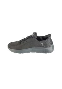 skechers - Buty do chodzenia męskie Skechers Slip ins Go Walk Flex Hands Up. Kolor: czarny. Materiał: tkanina, materiał. Szerokość cholewki: normalna. Sport: turystyka piesza