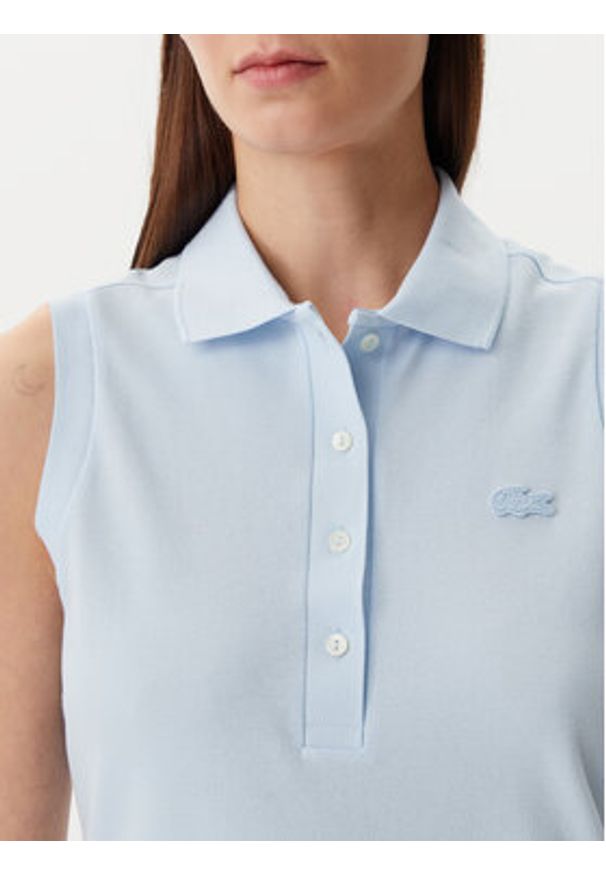 Lacoste Polo PF5445 Błękitny Slim Fit. Typ kołnierza: polo. Kolor: niebieski. Materiał: bawełna