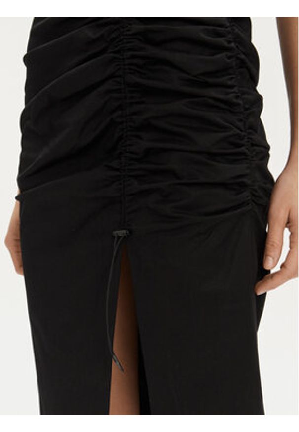 Karl Lagerfeld - KARL LAGERFELD Sukienka letnia 241W1303 Czarny Slim Fit. Typ kołnierza: dekolt w karo. Kolor: czarny. Materiał: bawełna. Sezon: lato