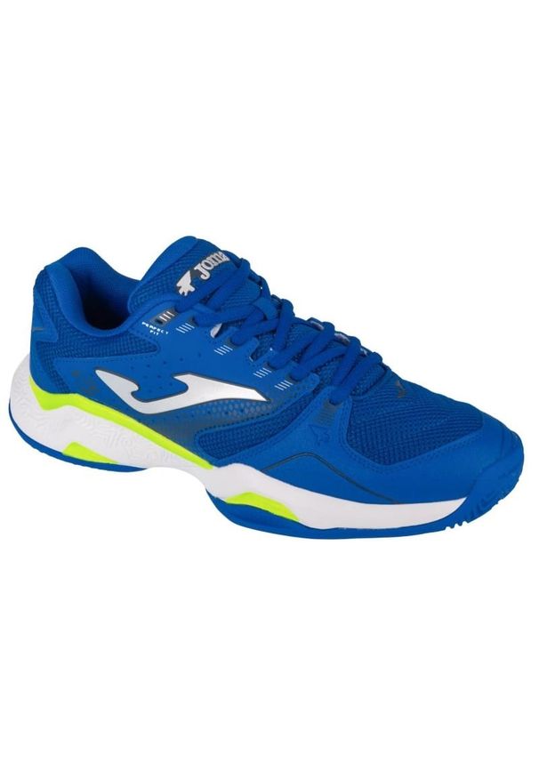 Buty do tenisa ziemnego Joma Master 1000 2404 M TM100S2404C niebieskie. Zapięcie: sznurówki. Kolor: niebieski. Materiał: tkanina, syntetyk, materiał, guma, skóra. Szerokość cholewki: normalna. Sport: tenis