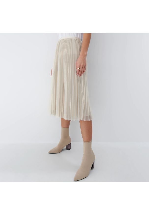 Mohito - Plisowana spódnica midi - Kremowy. Kolor: kremowy