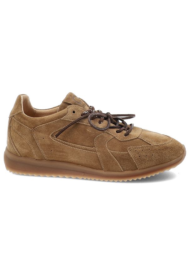 CheBello - Sneakersy damskie Chebello, skórzane z okrągłym noskiem na płaskiej podeszwie i sznurowane, brązowe, 4861. Okazja: na co dzień. Nosek buta: okrągły. Kolor: brązowy. Materiał: skóra. Obcas: na płaskiej podeszwie. Styl: elegancki, casual, klasyczny