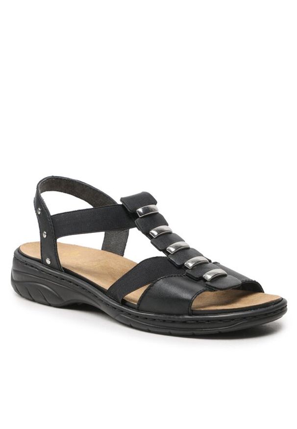 Rieker Sandały 64580-00 Czarny. Kolor: czarny. Materiał: skóra