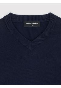 Pako Lorente - PAKO LORENTE - ranatowy sweter męski v-neck. Okazja: na co dzień. Kolor: niebieski, czerwony. Materiał: nylon, wiskoza. Sezon: jesień. Styl: casual #3