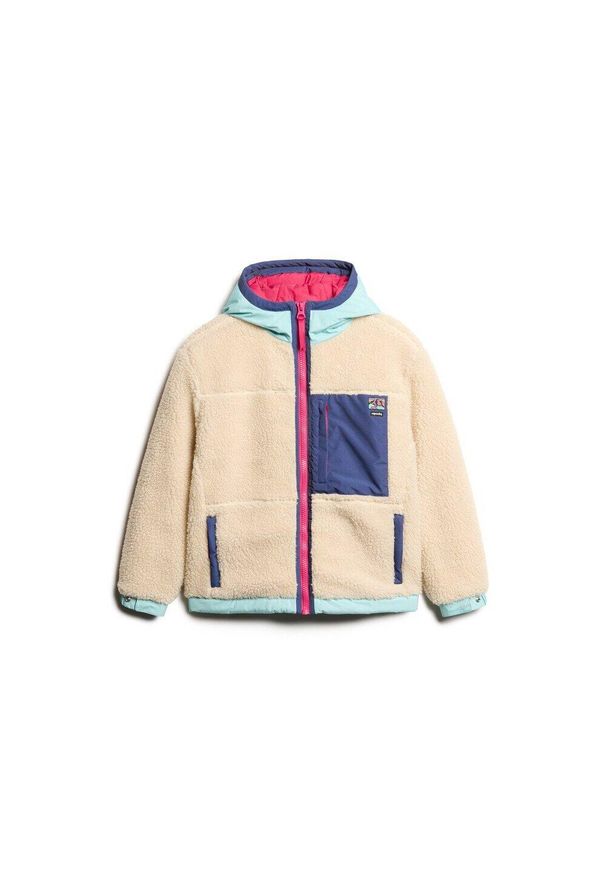 Damski polar sherpa z kapturem Superdry Vintage. Typ kołnierza: kaptur. Kolor: beżowy. Materiał: polar