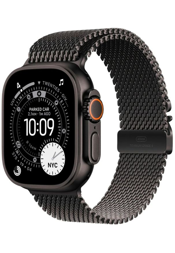 APPLE - Smartwatch Apple Watch Ultra 3 GPS + Cellular 49mm Black Titanium / Titanium Milanese Loop S Czarny (MF1N4QF/A). Rodzaj zegarka: smartwatch. Kolor: czarny