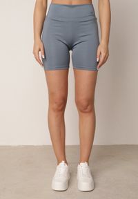 Born2be - Jasnoniebieskie Szorty Sportowe o Fasonie Kolarek Dill. Okazja: na co dzień. Kolor: niebieski. Wzór: gładki. Styl: sportowy #2