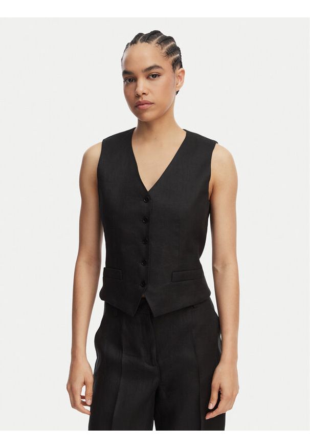Weekend Max Mara Kamizelka garniturowa Pace 2615151012 Czarny Regular Fit. Kolor: czarny. Materiał: len