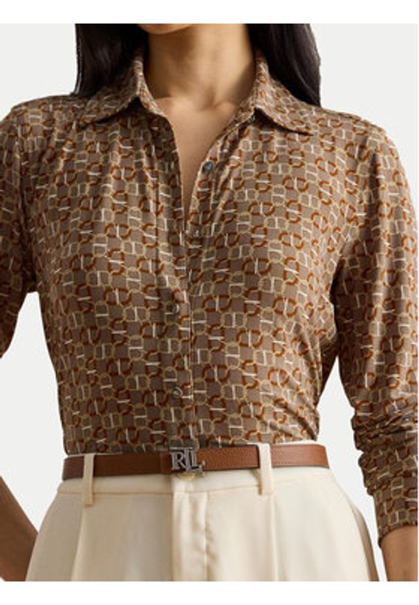 Lauren Ralph Lauren - LAUREN RALPH LAUREN Koszula 200980178001 Beżowy Slim Fit. Kolor: beżowy. Materiał: syntetyk