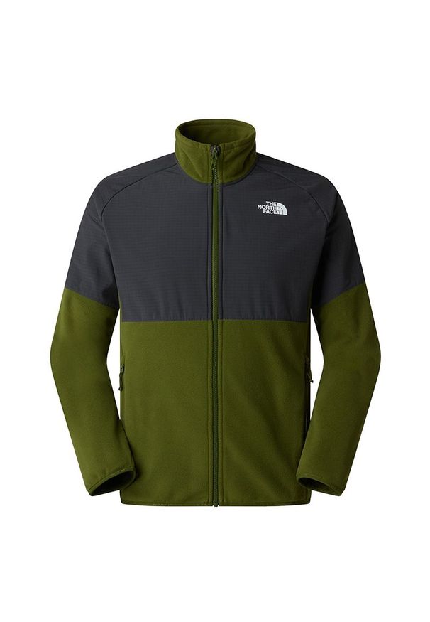 Bluza męska The North Face 100 Glacier Heavyweight Full-Zip Fleece 0A89JGM6D1 - szaro-zielona. Okazja: na co dzień. Kolor: szary, zielony, wielokolorowy. Materiał: poliester. Styl: klasyczny, casual
