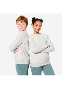 DOMYOS - Bluza dziecięca Domyos. Typ kołnierza: bez kaptura. Kolekcja: plus size. Kolor: szary. Materiał: bawełna, elastan, poliester, materiał. Sport: fitness, joga i pilates
