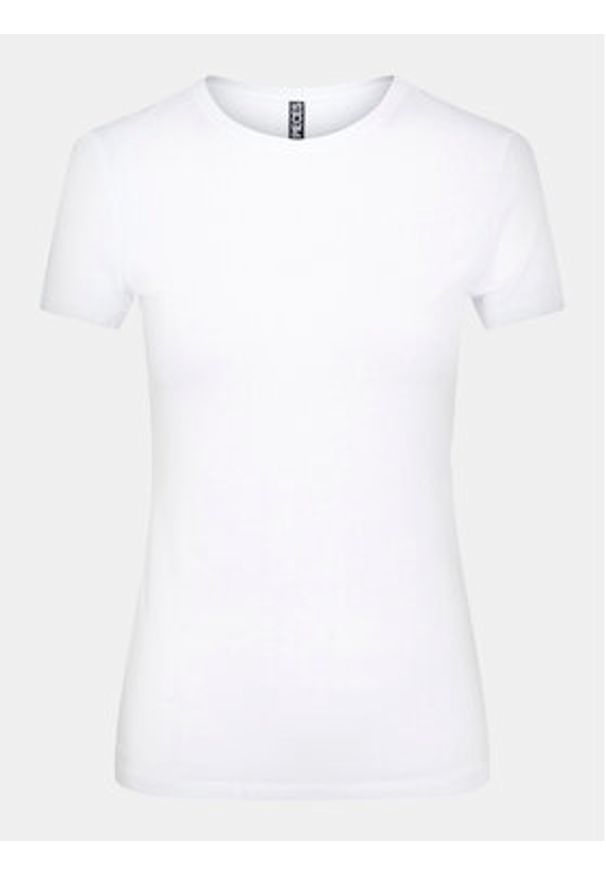 Pieces T-Shirt Irene 17082526 Biały Slim Fit. Kolor: biały. Materiał: bawełna