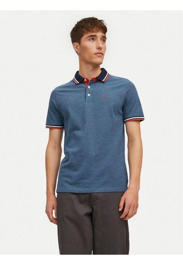 Jack & Jones Polo Paulos 12136668 Niebieski Slim Fit. Typ kołnierza: polo. Kolor: niebieski. Materiał: bawełna