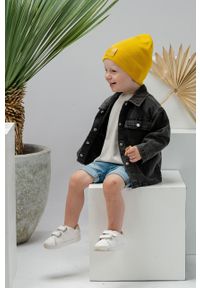 Jamiks czapka dziecięca Jeronimo kolor żółty z cienkiej dzianiny. Kolor: żółty. Materiał: dzianina