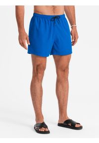 Ombre Clothing - Neonowe męskie szorty kąpielowe z efektem magic print – niebieskie V3 OM-SRBS-0147 - XXL. Kolor: niebieski. Materiał: poliester. Długość: krótkie. Wzór: nadruk. Styl: wakacyjny #4