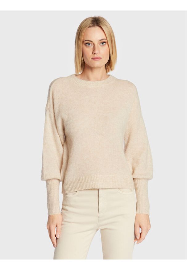 Moss Copenhagen Sweter Cheanna 17206 Beżowy Regular Fit. Kolor: beżowy. Materiał: syntetyk