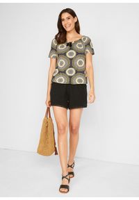 bonprix - Szorty z dżerseju z wygodnym paskiem i koronką, z mieszanki wiskozy. Kolor: czarny. Materiał: jersey, wiskoza, koronka. Wzór: koronka #2