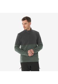 quechua - Polar turystyczny męski Quechua MH500. Kolor: zielony, czarny, wielokolorowy. Materiał: poliester, materiał