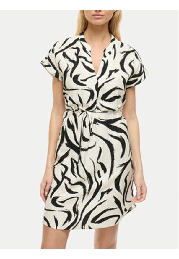 Vila Sukienka codzienna Clo 14101673 Beżowy Regular Fit. Okazja: na co dzień. Kolor: beżowy. Materiał: wiskoza. Typ sukienki: proste. Styl: casual