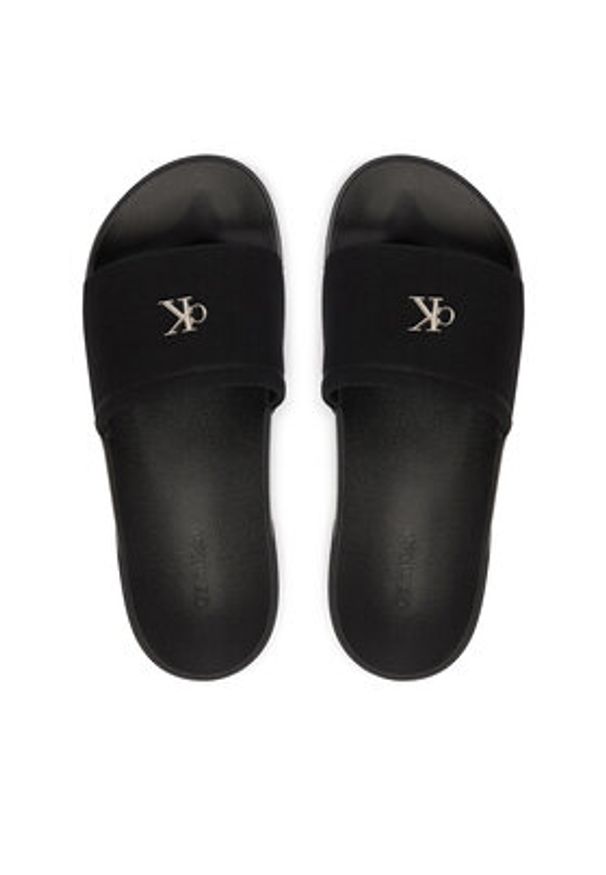 Calvin Klein Klapki Nemo - Canvas Signature Logo Sliders HW0HW02960 Czarny. Kolor: czarny. Materiał: materiał