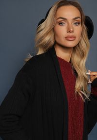 Renee - Czarny Nierozpinany Kardigan o Długim Kroju z Wiskozą i Kieszeniami Naralie. Kolor: czarny. Materiał: wiskoza. Długość: długie. Sezon: zima #4