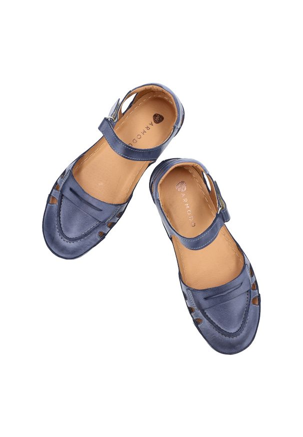 Granatowe Sandały Armodo Modne Obuwie Damskie. Kolor: niebieski. Materiał: skóra. Sezon: lato