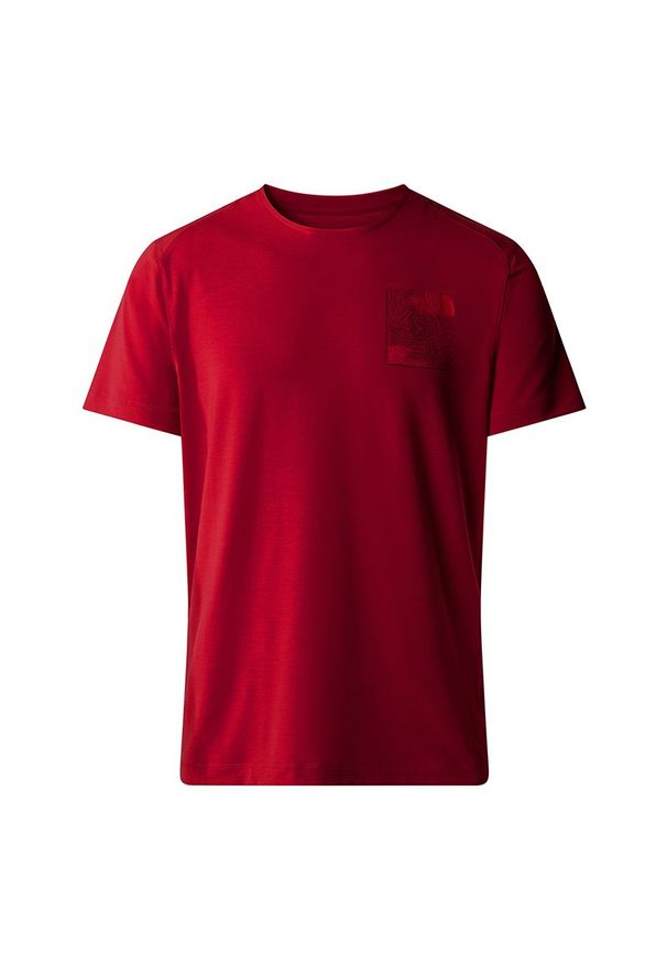 Koszulka The North Face Lightning Alpine 0A8A3A3RO1 - czerwona. Kolor: czerwony. Materiał: materiał, poliester, elastan. Długość rękawa: krótki rękaw. Długość: krótkie