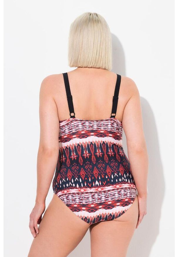ULLA POPKEN - Damski Kostium kąpielowy wiązanie miękkie miseczki. Kolekcja: plus size. Kolor: niebieski. Materiał: elastan, poliamid, materiał