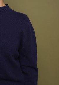 Born2be - Granatowy Sweter z Wełną i Wiskozą o Prostym Fasonie z Półgolfem Giolera. Okazja: na spotkanie biznesowe, do pracy, na co dzień. Kolor: niebieski. Materiał: wełna, wiskoza. Długość rękawa: długi rękaw. Długość: długie. Styl: biznesowy, casual, elegancki #4
