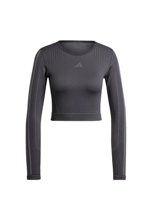 Adidas - Koszulka Knit Long Sleeve. Kolor: czarny, szary, wielokolorowy. Materiał: materiał. Długość rękawa: długi rękaw. Długość: krótkie. Sport: fitness