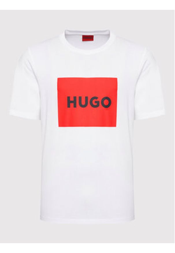 Hugo T-Shirt Dulive222 50467952 Biały Regular Fit. Kolor: biały. Materiał: bawełna