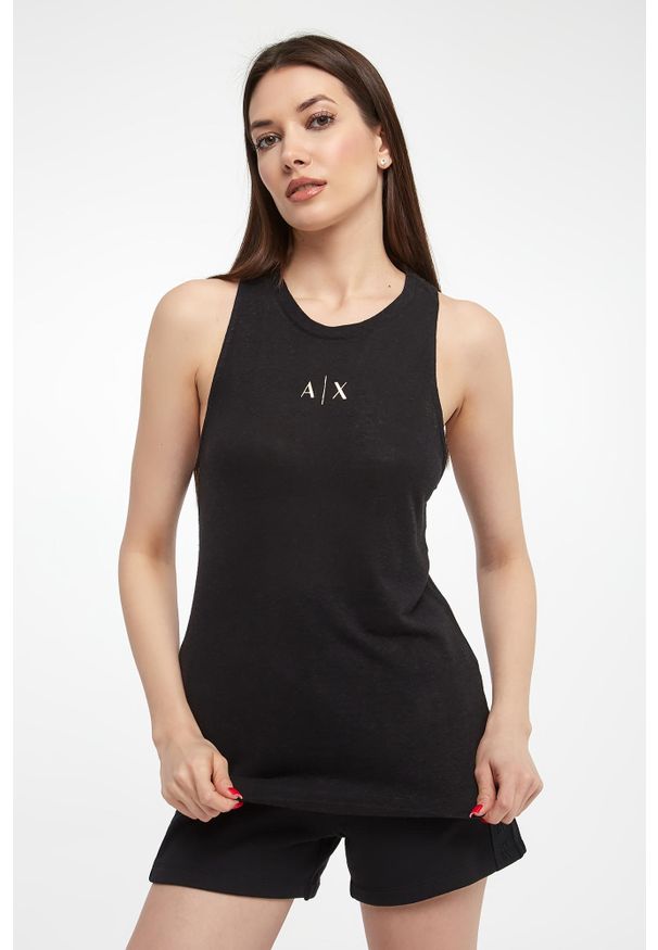 Armani Exchange - Top damski z lnem ARMANI EXCHANGE. Materiał: len