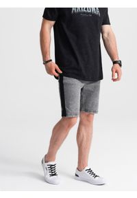 Ombre Clothing - Krótkie spodenki męskie jeansowe - szare V4. Kolor: szary. Materiał: jeans. Długość: krótkie