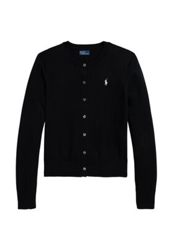 Polo Ralph Lauren Kardigan 211971871005 Czarny Slim Fit. Typ kołnierza: polo. Kolor: czarny. Materiał: bawełna